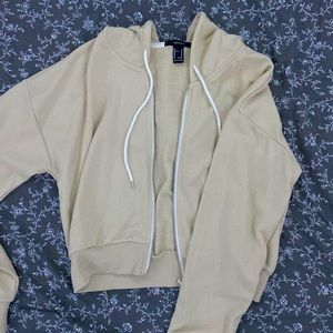Forever 21 Cream Fleece Zip-up Hoodie